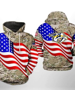 Give Your Best With Nashville Predators Nhl Us Flag Team 3D All Over Print Hoodie With Zip Up