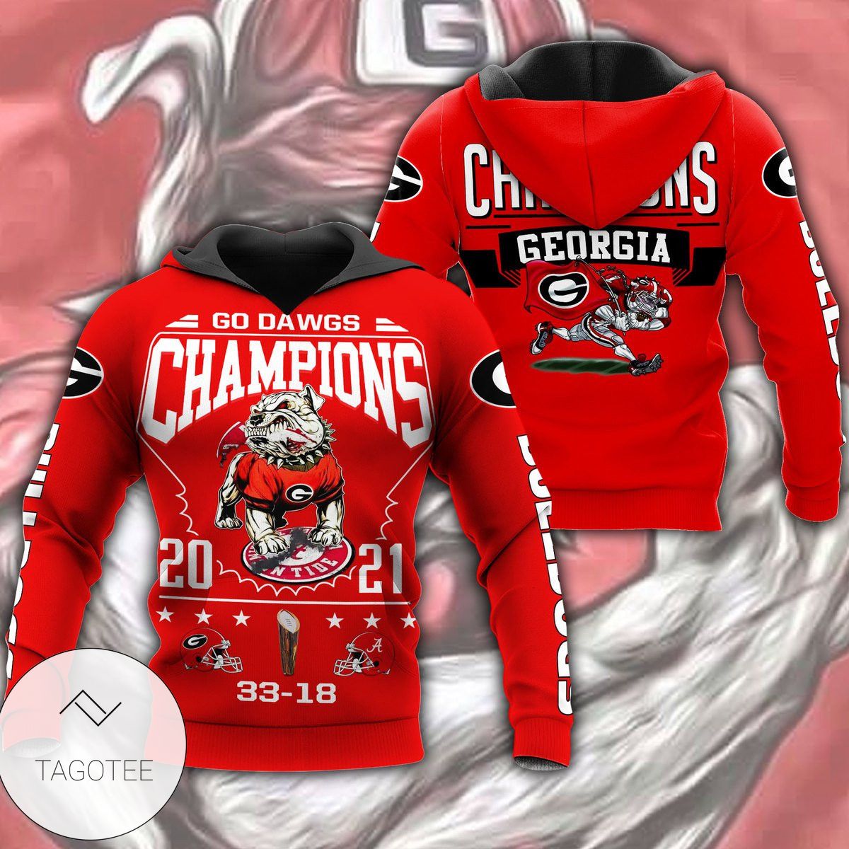 Go Dawgs With Georgia Bulldogs 3D Red Hoodie