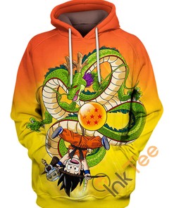 Goku Kid With Shenron Hoodie 3D | All Over Print Hoodie Printful