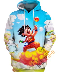 Goku Riding A Cloud Hoodie 3D | All Over Print Hoodie Printful