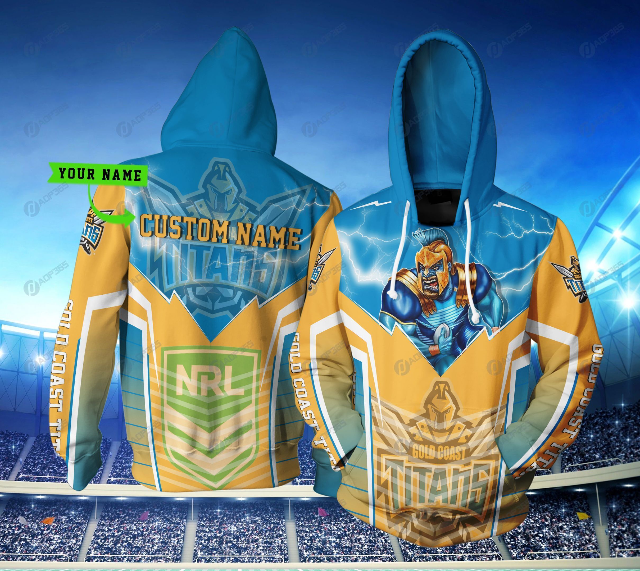 Gold Coast Titan Nrl Lightning Mascot Custom 3D All Over Print Hoodie | Custom 3D Hoodies