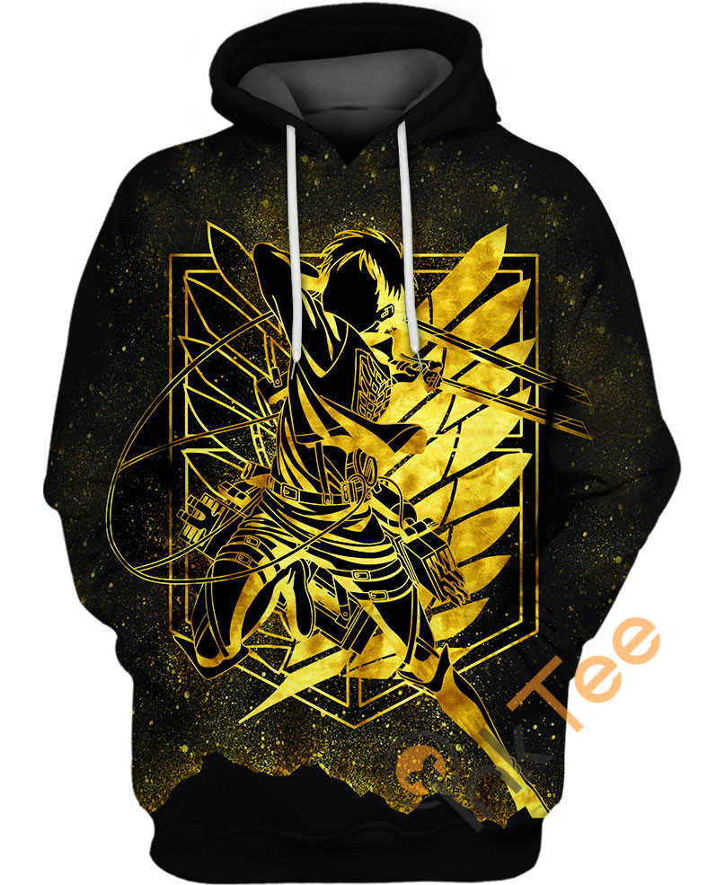 Golden Eren Yeager Hoodie 3D | All Over Print Hoodie Printful
