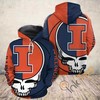 Grateful Dead Skull 3D Hoodie - Illinois Fighting Illini Theme