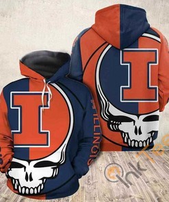 Grateful Dead Skull 3D Hoodie - Illinois Fighting Illini Theme
