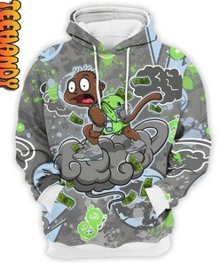 Green Bean Monkey Tommy Fly All Over Print 3D Hoodie - Retro Vibes
