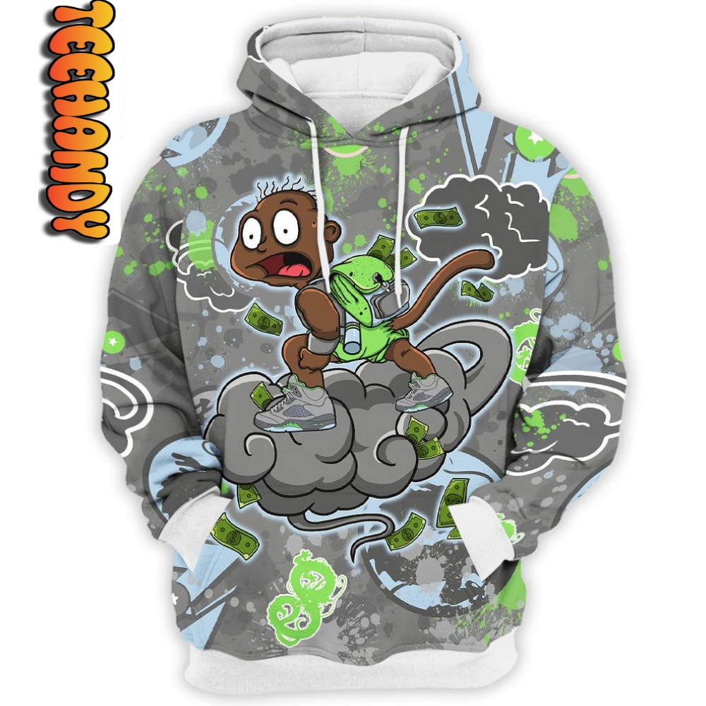 Green Bean Monkey Tommy Fly All Over Print 3D Hoodie - Retro Vibes