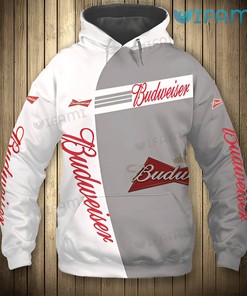Grey And White Budweiser 3D Hoodie - Full Size 3D Print Hoodies