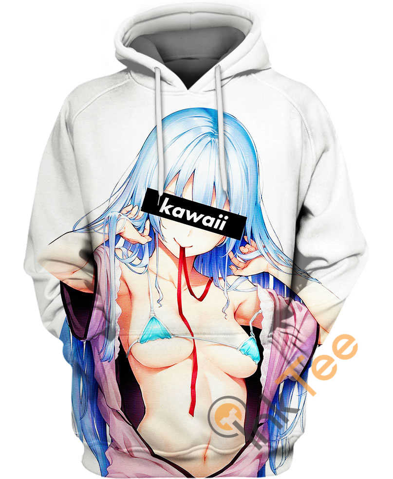 Grey Hair Lady Ahegao 3D Hoodie - Unique And Trending