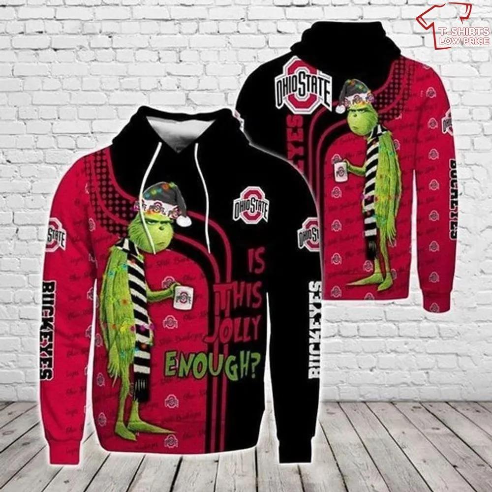Grinch Ohio State Buckeyes Is This Jolly All Over Print Zip Up Hoodie Men
