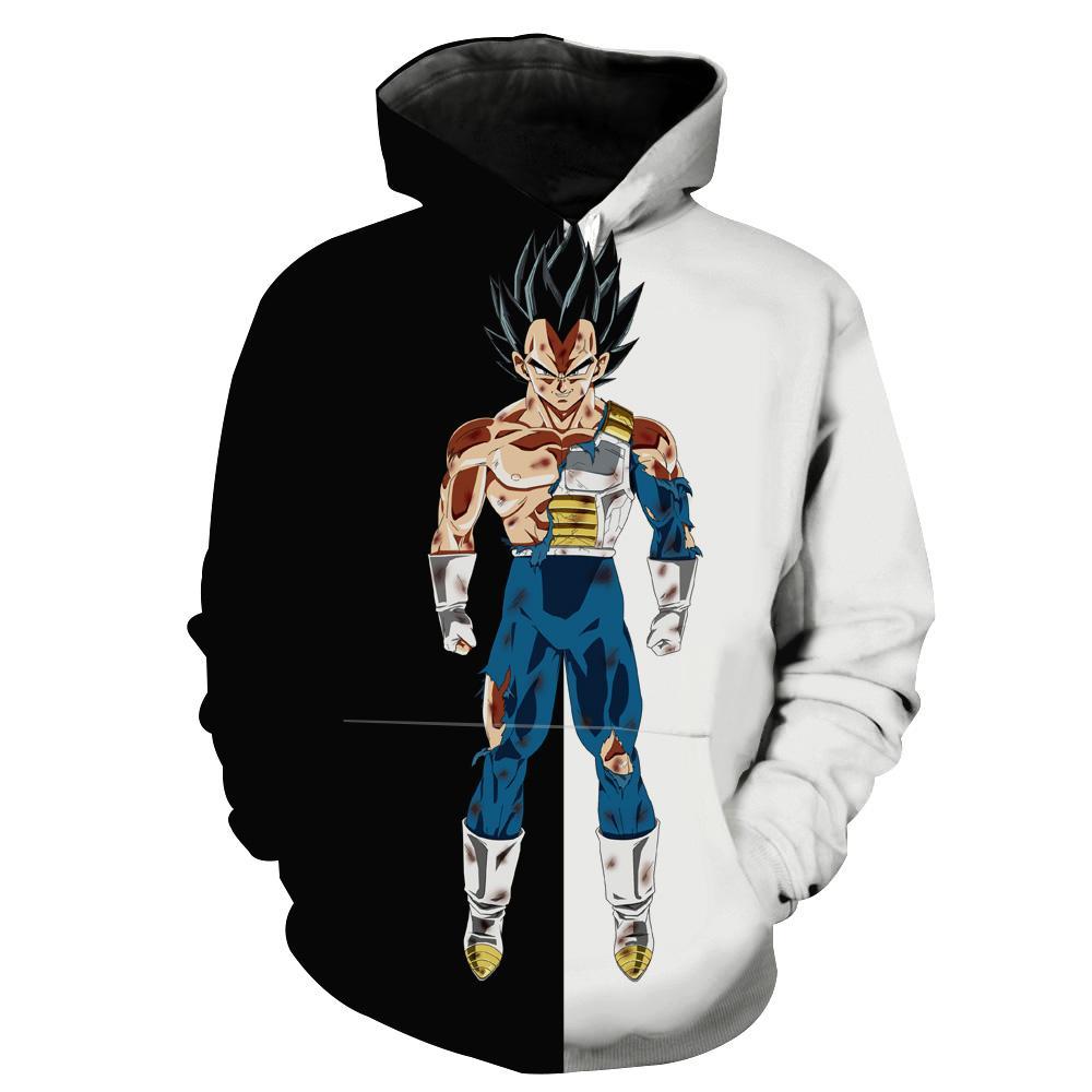 Half Black Half White Ultra Instincts Vegeta 3D Hoodie - Dragon Ball Super Inspired