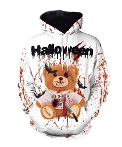 Halloween Bloody Bear 3D Printed Hoodie - Zipper Hoodie