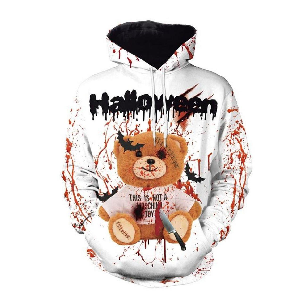 Halloween Bloody Bear 3D Printed Hoodie - Zipper Hoodie