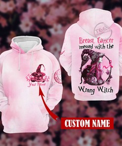 Halloween Breast Cancer Witch Pumpkin 3D Hoodie - Support For Breast Cancer Awareness 
