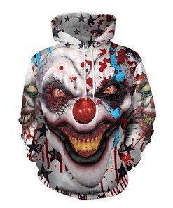 Halloween Clown Face Print 3D Hoodie - Zipper Hoodie