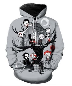 Halloween Horror Characters Cartoon Art 3D Hoodie - Zipper Hoodie