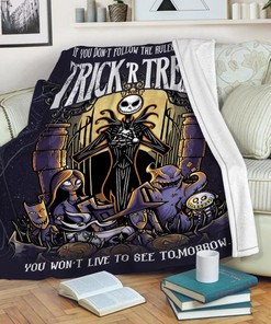Halloween Jack Skellington Fleece Blanket - Nightmare Before Christmas Bedding Throw
