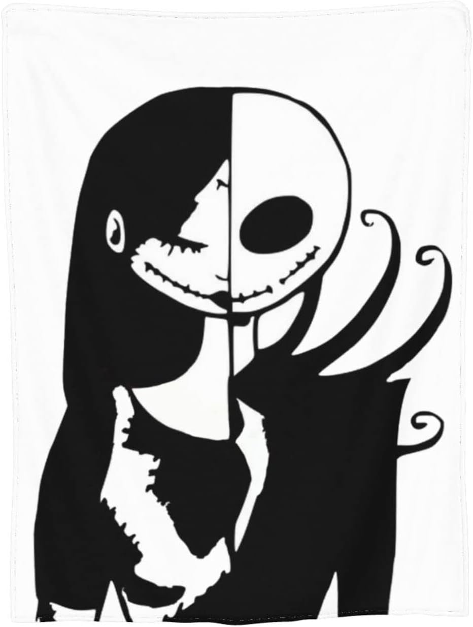 Halloween Jack Skellington Fleece Blanket - Scary Sherpa Blanket for Adults and Kids