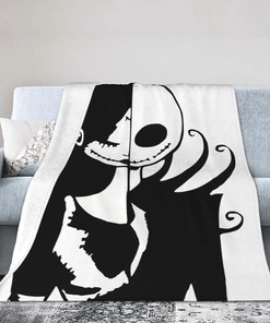Halloween Jack Skellington Fleece Blanket - Scary Sherpa Blanket for Adults and Kids