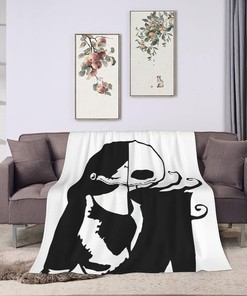 Halloween Jack Skellington Fleece Blanket - Scary Sherpa Blanket for Adults and Kids