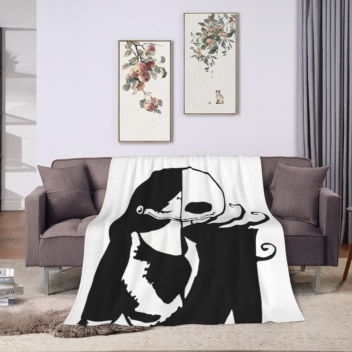 Halloween Jack Skellington Fleece Blanket - Scary Sherpa Blanket for Adults and Kids