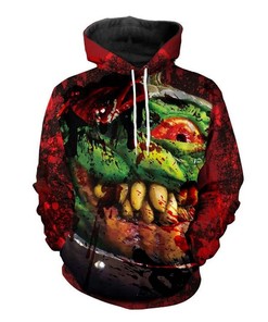 Halloween Monster Print 3D Hoodie - Zipper Hoodie
