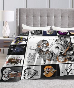 Halloween Nightmare Before Christmas Blanket - Soft Flannel Throw Blanket for Bedroom and Living Room