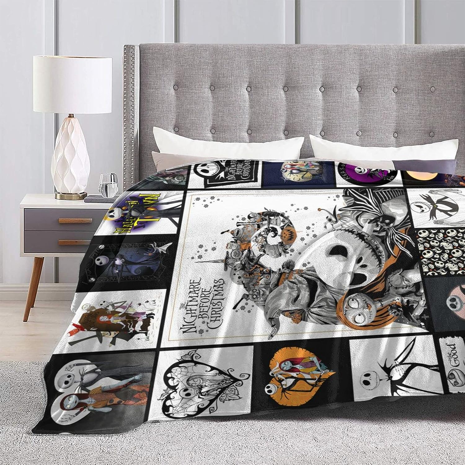 Halloween Nightmare Before Christmas Blanket - Soft Flannel Throw Blanket for Bedroom and Living Room