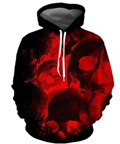 Halloween Red Skull 3D Hoodie - Zipper Hoodie