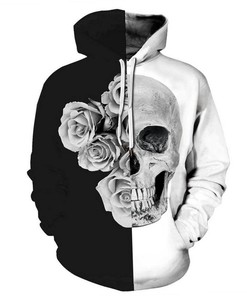 Halloween Skull And Rose 3D Hoodie - Zipper Hoodie