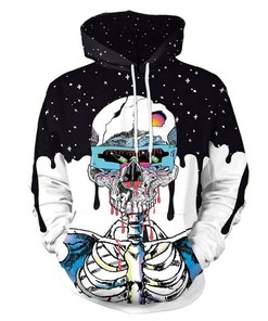 Halloween Skull And Skeleton 3D Hoodie - Zipper Hoodie