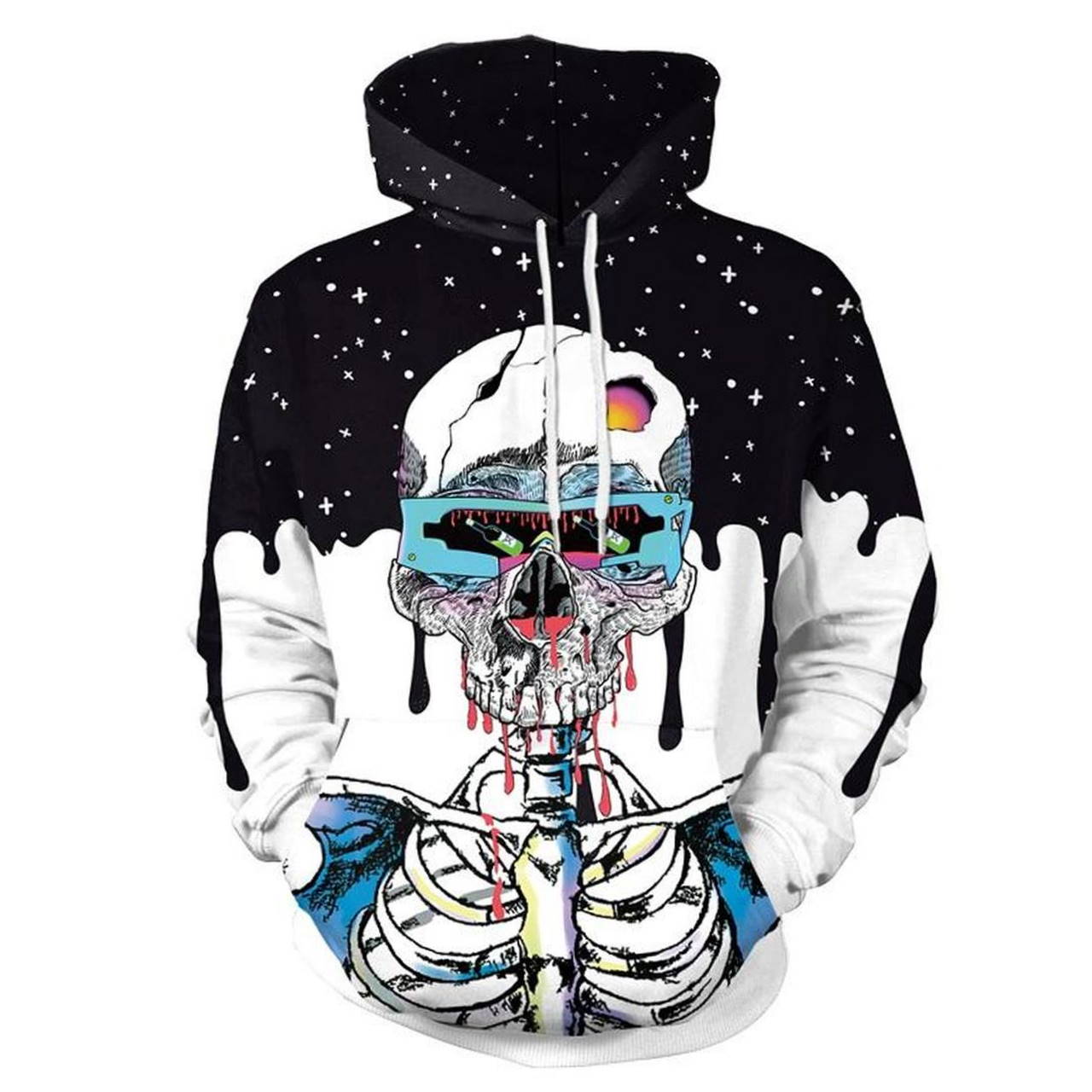 Halloween Skull And Skeleton 3D Hoodie - Zipper Hoodie