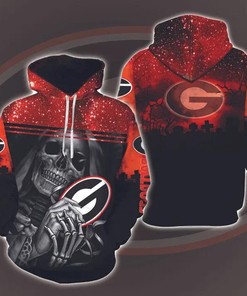 Halloween Skull Death Hold Logo Georgia Bulldogs 3D All Over Print Zip Hoodie - Perfect Gift For Ncaa Fans