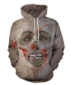 Halloween Zombie Face Print Unisex 3D Hoodie - Zipper Hoodie