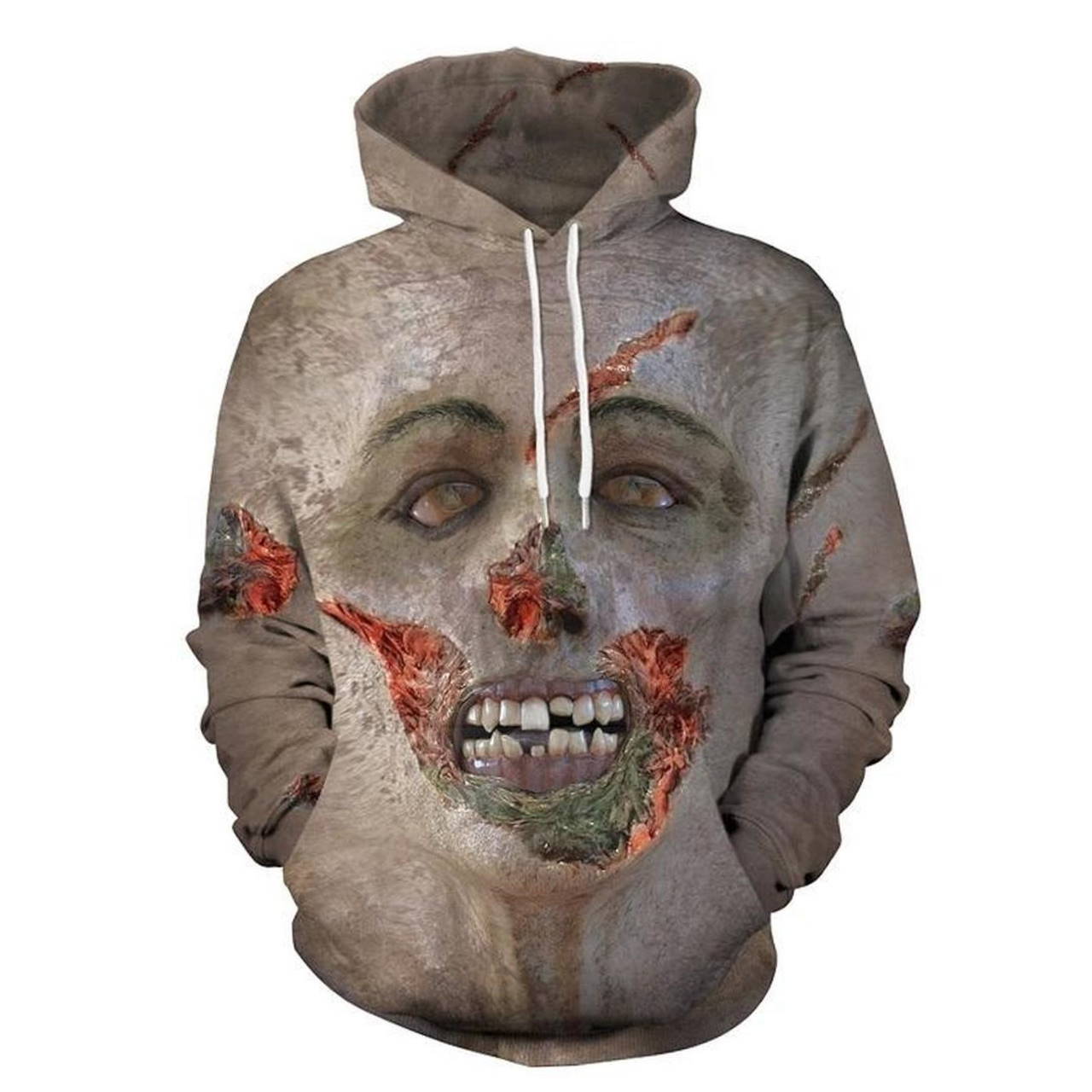 Halloween Zombie Face Print Unisex 3D Hoodie - Zipper Hoodie