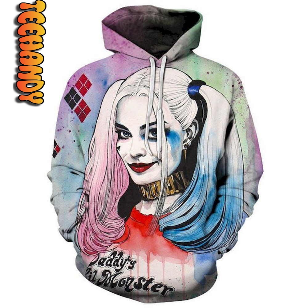 Harley Quinn Face Custom All Over Print 3D Hoodie - Unique Look