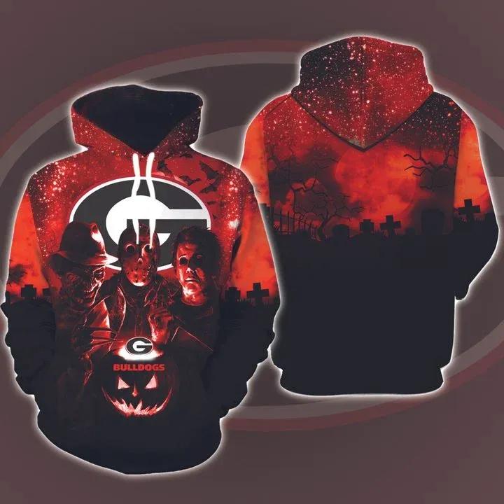 Horror Movie Halloween Georgia Bulldogs 3D Hoodie - Ncaa Cheer Gifts
