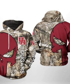 Houston Cougars Camo Veteran Hunting 3D Hoodie