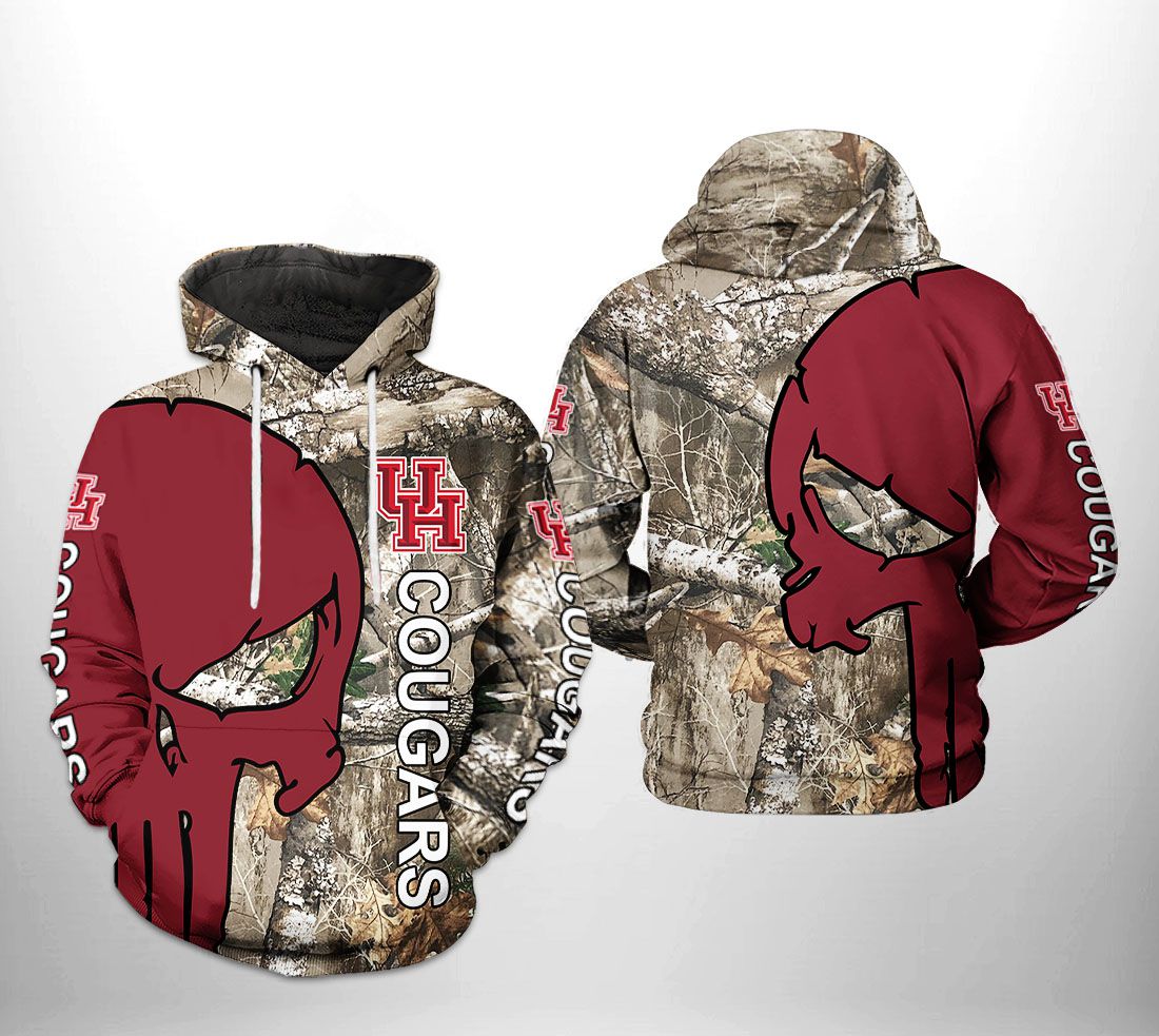 Houston Cougars Camo Veteran Hunting 3D Hoodie