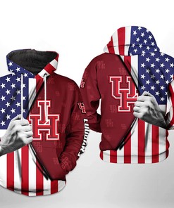 Houston Cougars Us Flag All Over Printed 3D Hoodie 
