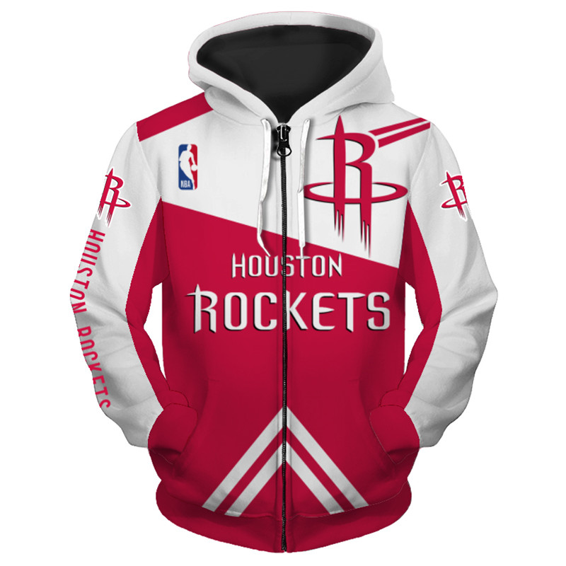 Houston Rockets All Over Print Zip Up Hoodie - 3D Gift For Nba Fans