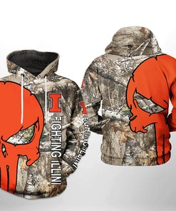 Hunting Camo Veteran 3D All Over Print Hoodie For Illinois Fighting Illini Fans