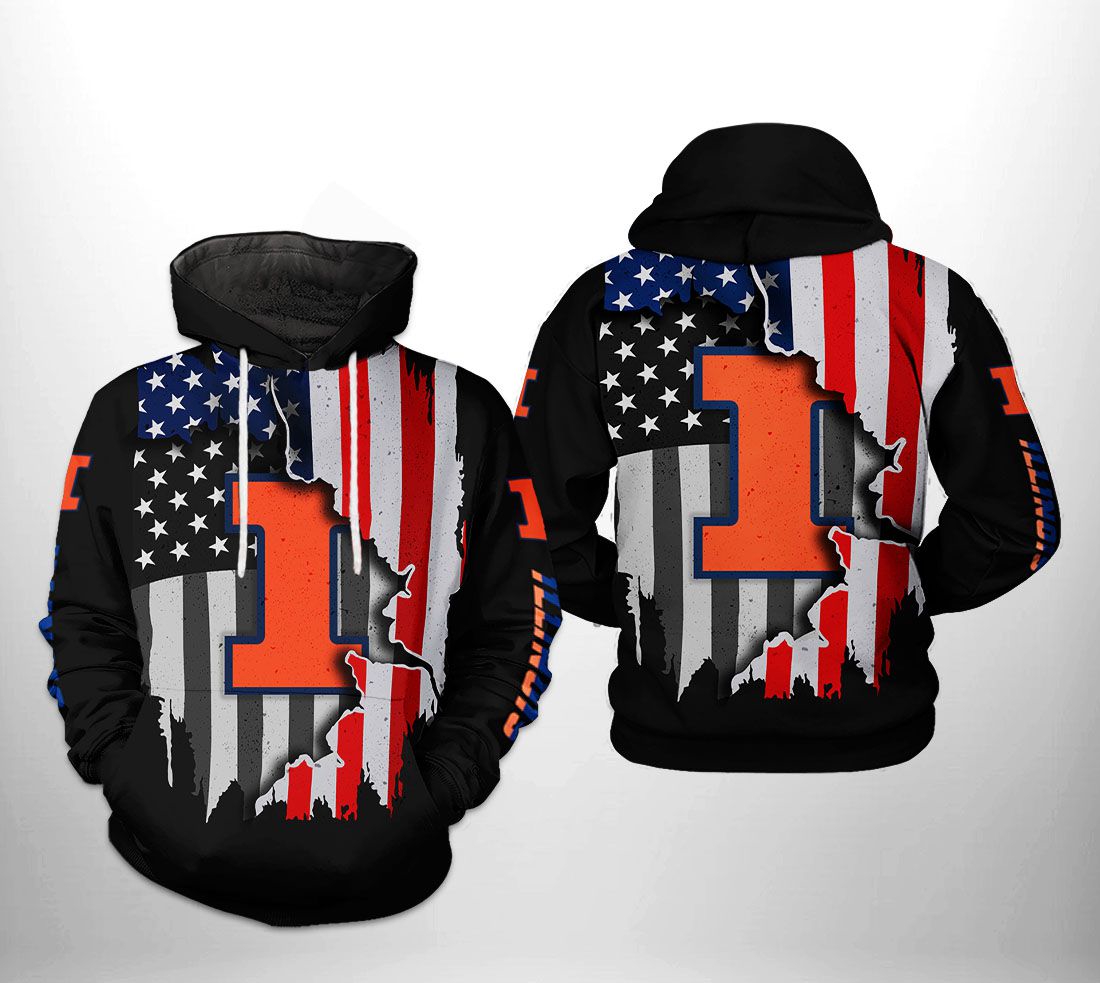 Illinois Fighting Illini Ncaa Zip-Up Hoodie - 3D All Over Print