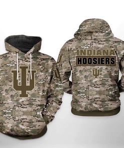 Indiana Hoosiers Camo Veteran 3D All Over Print Zip-Up Hoodie - Ncaa 