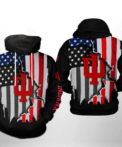 Indiana Hoosiers Us Flag 3D All Over Print Zip-Up Hoodie - Ncaa 