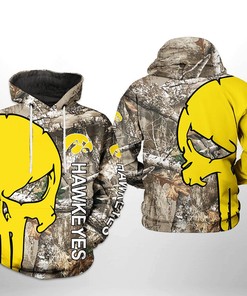 Iowa Hawkeyes Camo Veteran Hunting 3D All Over Print Hoodie With Zip-Up