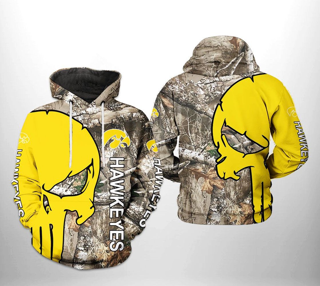 Iowa Hawkeyes Camo Veteran Hunting 3D All Over Print Zip Hoodie Gifts For Ncaa Fans - Cool 3D Graphic Hoodies