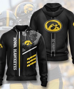 Iowa Hawkeyes Ncaa All Over Print Hoodie With Zip-Up Comfy And Chic