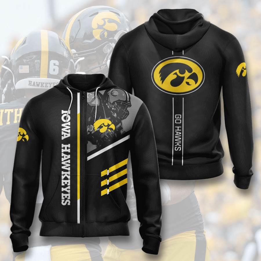 Iowa Hawkeyes Ncaa All Over Print Hoodie With Zip-Up Comfy And Chic