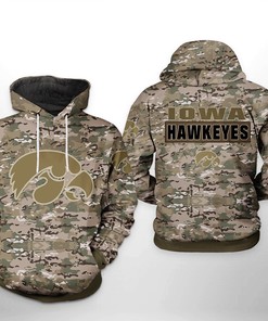 Iowa Hawkeyes Ncaa Camo Veteran 3D All Over Print Zip Hoodie Gifts For Ncaa Fans - All Over Print Hoodie Printful