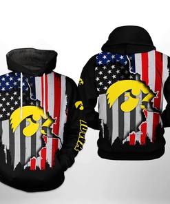 Iowa Hawkeyes Us Flag 3D All Over Print Hoodie With Zip-Up - Patriotic Hoodie